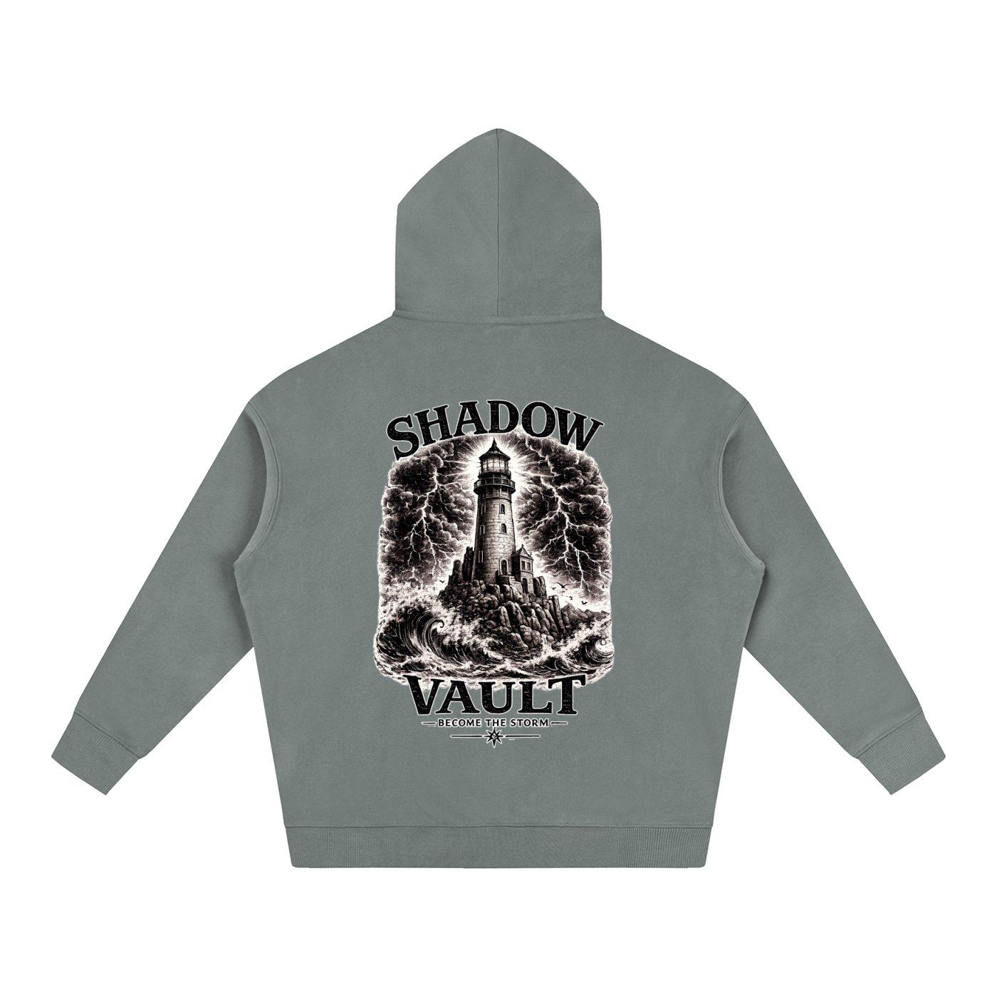 Oversize Fleeced Hoodie, Lighthouse become the storm