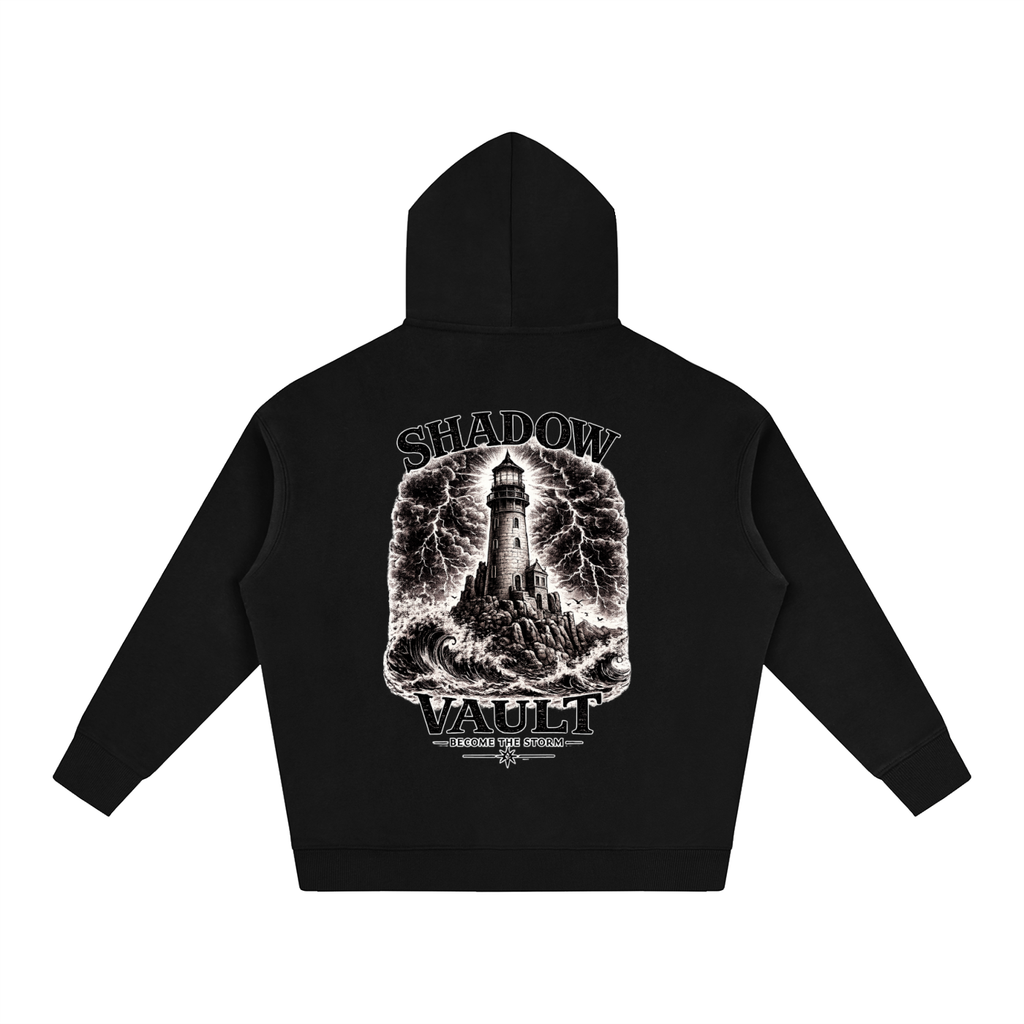 Oversize Fleeced Hoodie, Lighthouse become the storm