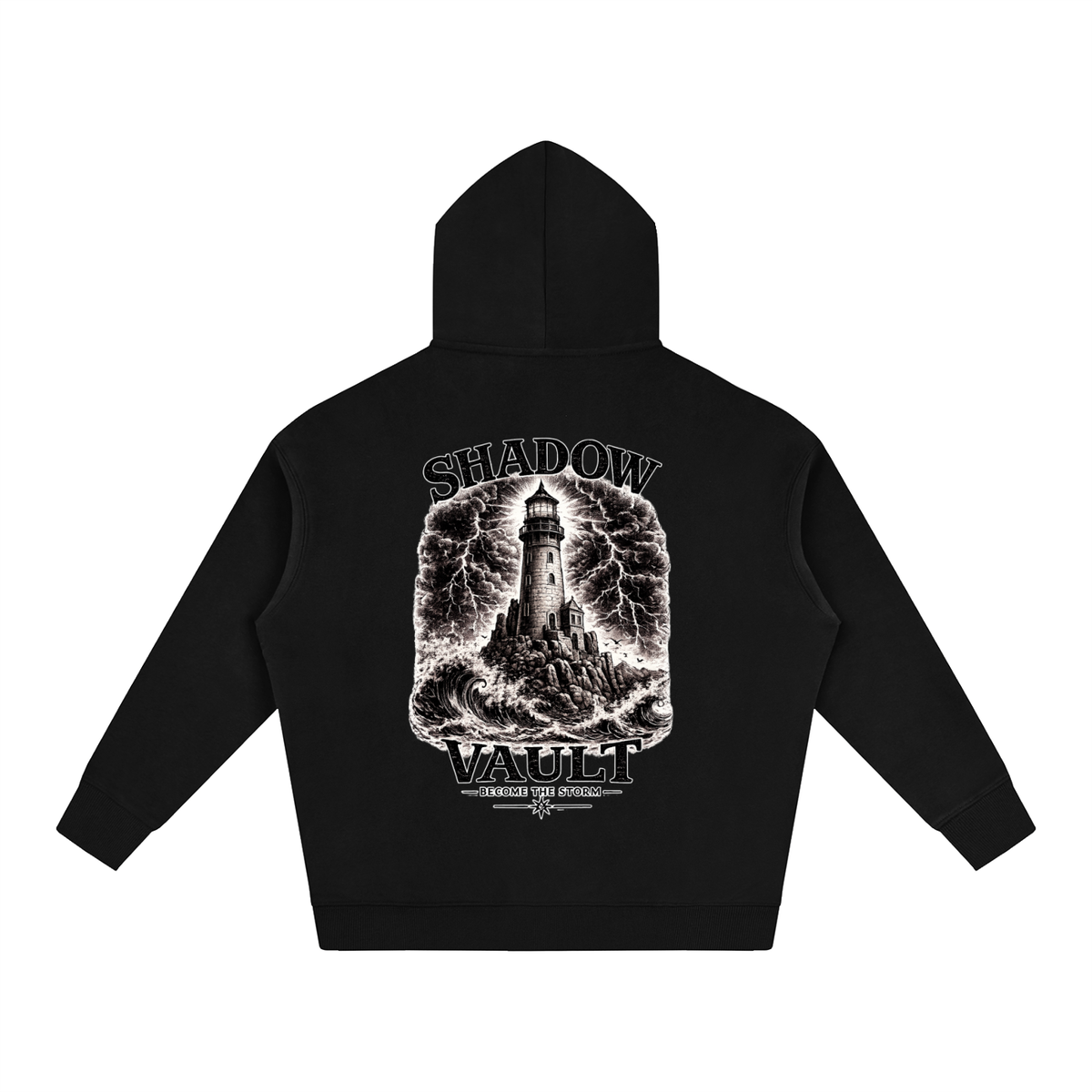 Oversize Fleeced Hoodie, Lighthouse become the storm
